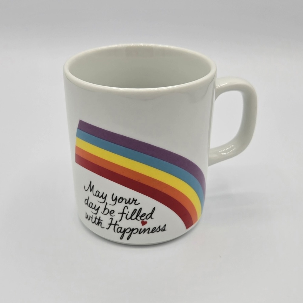 Vtg 80s May Your Day Be Filled With Happiness Rainbow Coffee‎ Cup Mug 1984 Avon